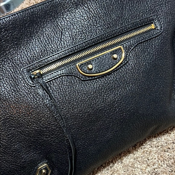 1890Black Leather Clutch with Gold Accents - Picture 2 of 6